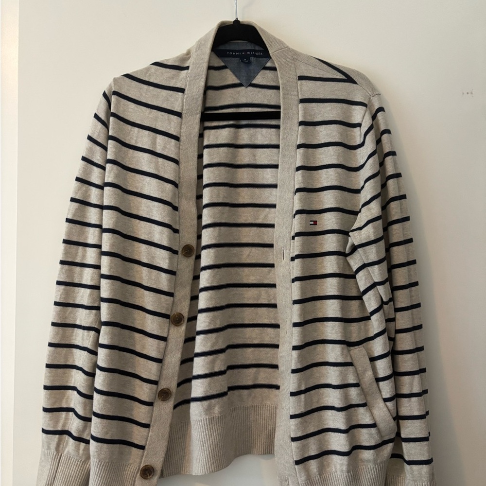 Tommy Hilfiger Men's Navy Striped Cardigan